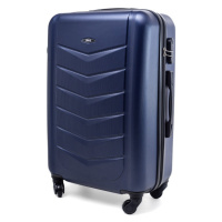 Rogal Tmavě modrý elegantní odolný kufr na kolečkách 