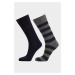 PONOŽKY GANT BARSTRIPE AND SOLID SOCKS 2-PACK CHARCOAL MELANGE