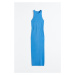 H & M - Žebrované bezešvé šaty bodycon - modrá