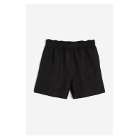 H & M - Natahovací šortky z lněné směsi - černá