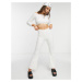 Monki Fanna recycled fluffy knit co-ord flared trousers in white