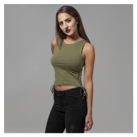 Urban Classics Ladies Lace Up Cropped Top olive