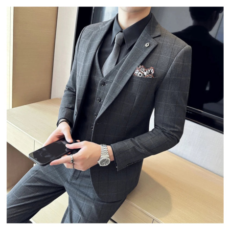 Pracovní pánský oblek 3v1 sako, vesta a kalhoty JFC FASHION