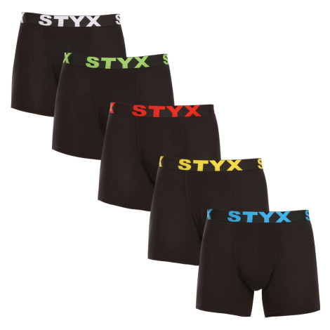 5PACK pánské boxerky Styx long sportovní guma černé (5U9601)