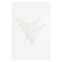 H & M - Krajkové kalhotky thong 2 kusy - bílá
