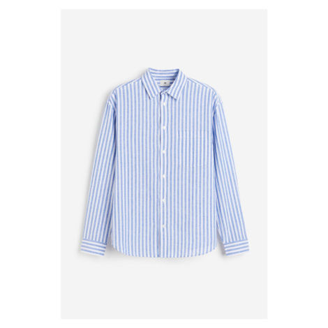 H & M - Košile z lněné směsi Relaxed Fit - modrá H&M