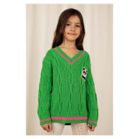 Dětský bavlněný svetr Mini Rodini zelená barva, lehký