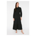 Trendyol Black Ruffle Knitted Stand-Up Dress