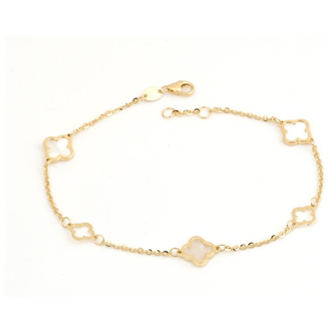 Dámský zlatý náramek s perleťovými čtyřlístky ZLNA1249F + Dárek zdarma Ego Fashion