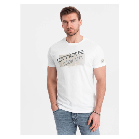 Ombre Clothing Jedinečné bílé tričko s nápisem V1 TSPT-0139