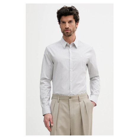 Košile Calvin Klein pánská, bílá barva, slim, s klasickým límcem, LV040BM108