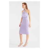 Trendyol Lilac Shirred Detailní večerní šaty