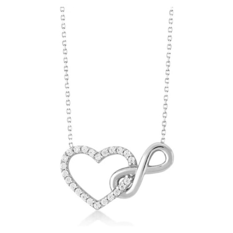 GRACE Silver Jewellery Stříbrný náhrdelník Srdce a Nekonečno - stříbro 925/1000 NH2139 Stříbrná 