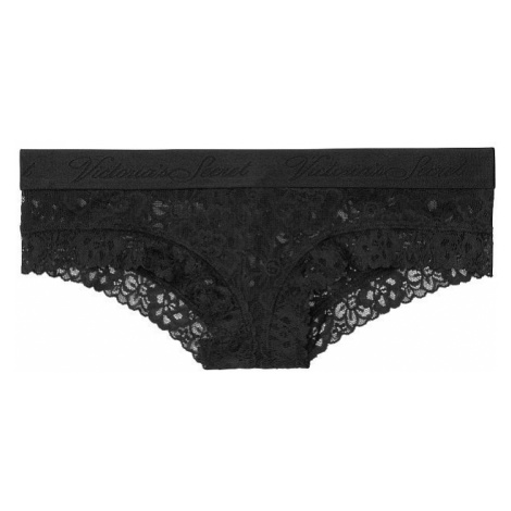 Brazilské kalhotky Victorias Secret Lace Logo Waist černé