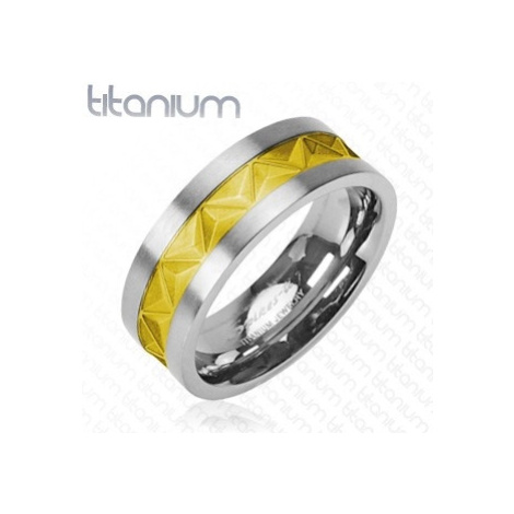 Titanový snubní prsten stříbrně - zlatý vzor Šperky eshop