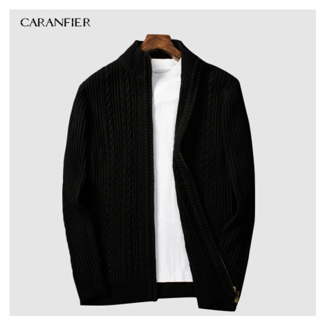Copánkový pánský svetr na zip pletená bunda CARANFLER