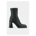 Kožené kotníkové boty Jonak BANANA CUIR dámské, černá barva, na podpatku, 3100156