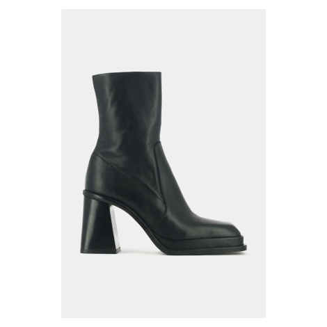 Kožené kotníkové boty Jonak BANANA CUIR dámské, černá barva, na podpatku, 3100156