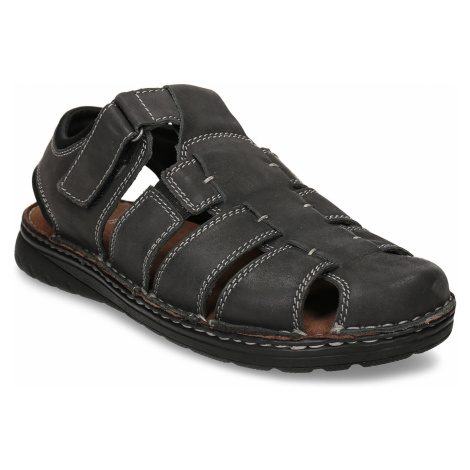 Tmavě šedé kožené pánské sandály s uzavřenou špičkou