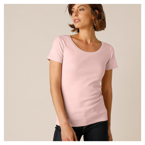 Blancheporte Jednobarevné tričko s krátkými rukávy, bio bavlna růžová pudrová