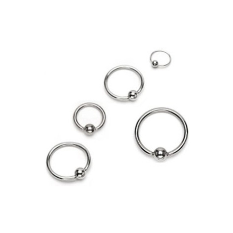 Piercing z chirurgické oceli - lesklý kroužek s kuličkou, stříbrná barva - Tloušťka x průměr x v Šperky eshop