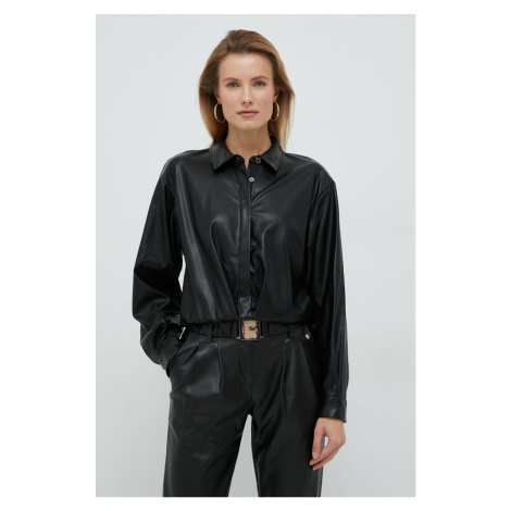 Košile Dkny dámská, černá barva, regular, s klasickým límcem