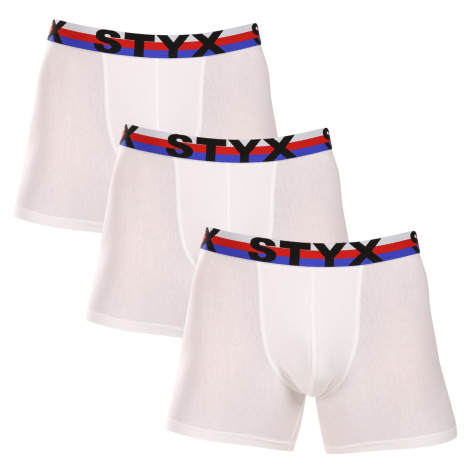3PACK pánské boxerky Styx long sportovní guma bílé trikolóra (3U2061)