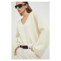 Vlněný svetr By Malene Birger Emery dámský, béžová barva