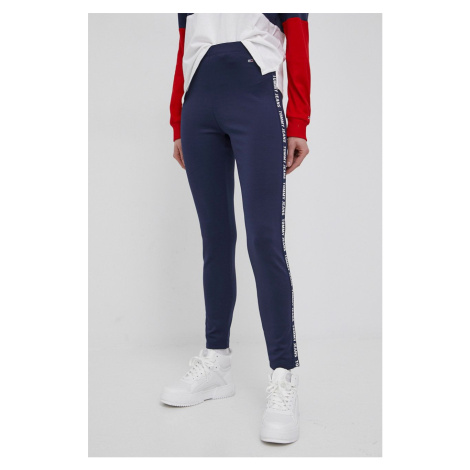Legíny Tommy Jeans dámské, tmavomodrá barva, s aplikací Tommy Hilfiger