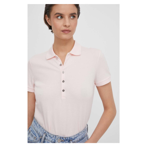 Polo tričko Lauren Ralph Lauren růžová barva