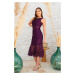 Carmen Plum Lace Ruffles Short Evening Dress