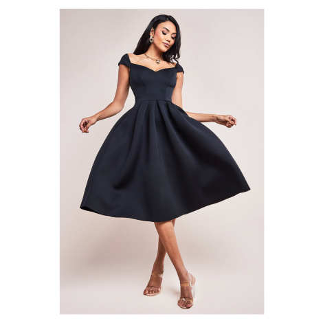 Černé midi šaty s áčkovou sukní