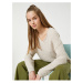 Koton V-Neck pletený svetr s dlouhým rukávem žebrovaný
