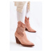 Dámské semišové prolamované boty Cowboy Růžový Eleonore