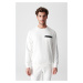 Avva Men's White Crewneck Sweatshirt with Pockets