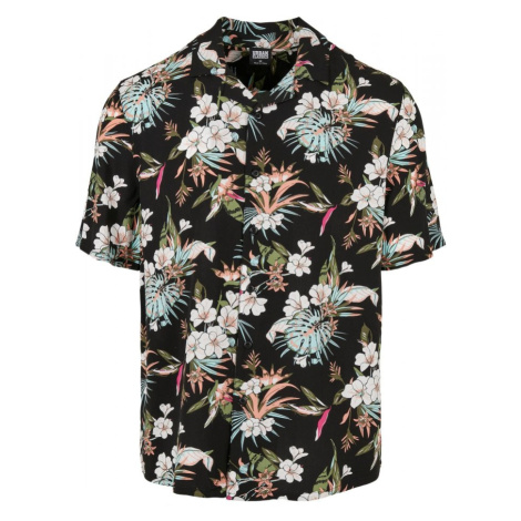 Pánská košile Urban Classics Viscose AOP Resort Shirt - blacktropical
