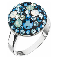 Evolution Group Stříbrný prsten s krystaly Swarovski modrý 35034.4