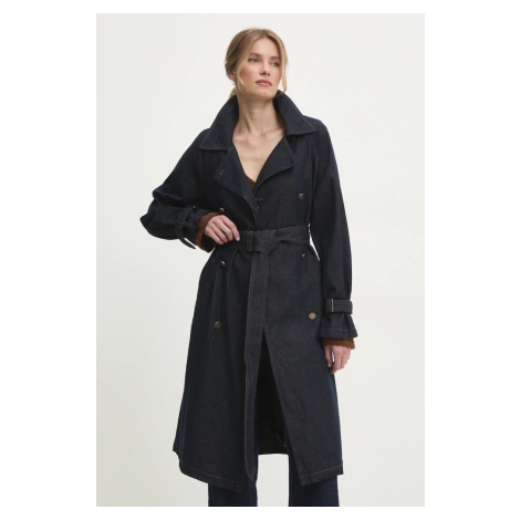 Džínový kabát Answear.LAB dámský, tmavomodrá barva, přechodný, oversize