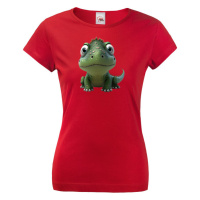 Dámské tričko - dinosaurus - roztomilý barevný motiv s plnými barvami