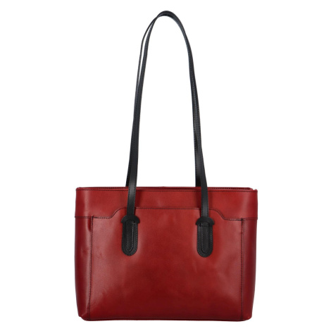 Kožená dámská kombinovaná kabelka Jonas, červená/černá Delami Vera Pelle