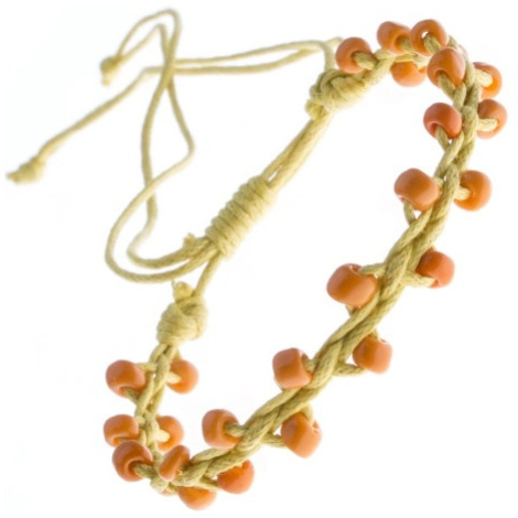 Žlutý náramek přátelství - lesklé oranžové korálky Šperky eshop