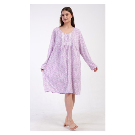 Dámská noční košile s dlouhým rukávem Julie - fialová Vienetta Secret