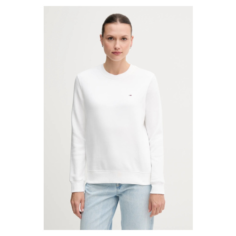 Mikina Tommy Jeans dámská, bílá barva, hladká, DW0DW19959 Tommy Hilfiger