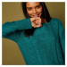 Blancheporte Tunikový pulovr s copánkovým vzorem zelená