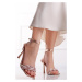 Růžovozlaté společenské sandály na tenkém podpatku Carmelle