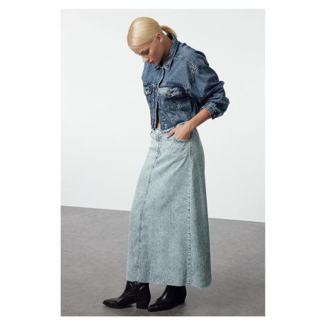 Trendyol Blue Premium 100% Tencel ™ Maxi Denim Skirt