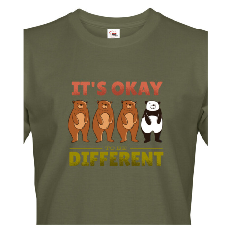 Pánské tričko IT´S OKAY TO BE DIFFERENT - triko s pandou BezvaTriko