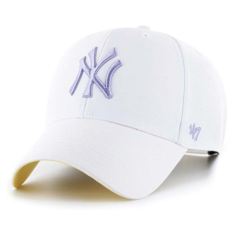 Čepice z vlněné směsi 47brand MLB New York Yankees bílá barva, s aplikací 47 Brand