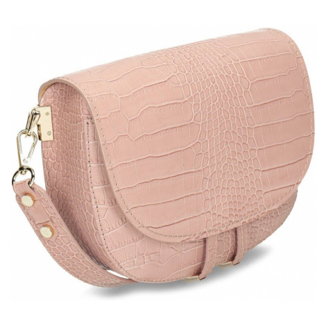 Růžová kožená dámská kabelka s hadím vzorem