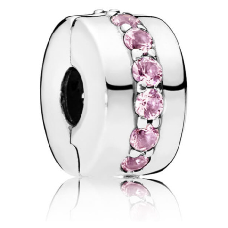 Pandora Stříbrný klip s růžovými kamínky 791972PCZ